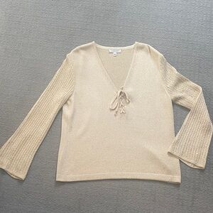 St. John Sport by Marie Gray Cream V-Neck Sweater